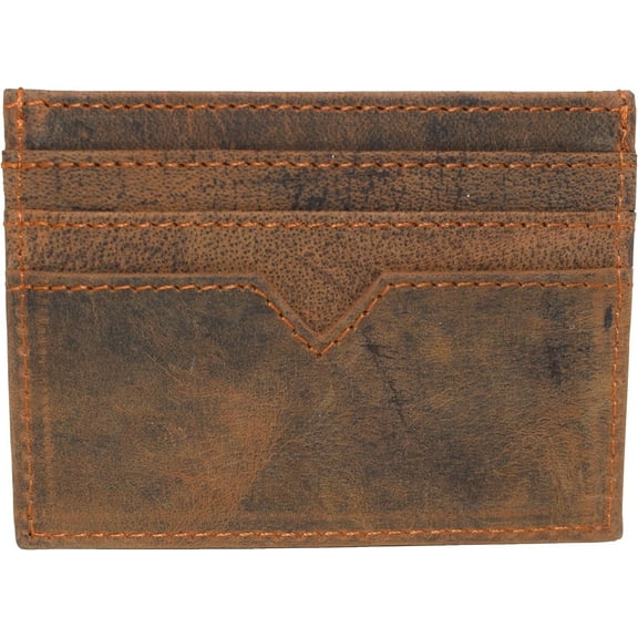 CAZORO Men's Vintage Leather Minimalist Card Case Front Pocket Wallet for Men Brown