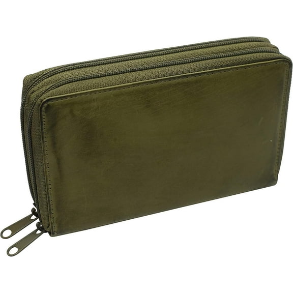 CAZORO RFID Blocking Genuine Leather Zip Around Large Wallet for Women Credit Card Clutch Holder Phone Wristlet with Zipper Pocket Green
