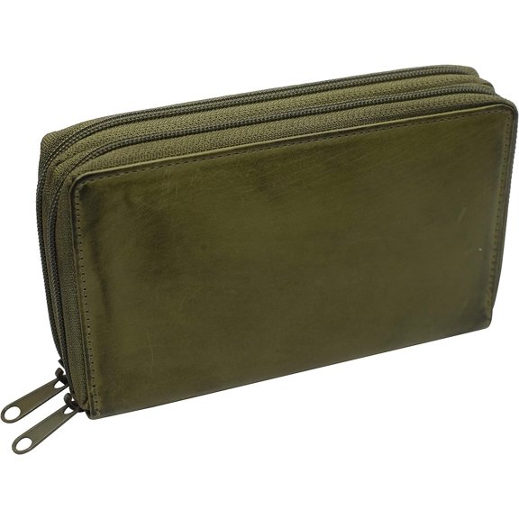 CAZORO RFID Blocking Genuine Leather Zip Around Large Wallet for Women Credit Card Clutch Holder Phone Wristlet with Zipper Pocket Green