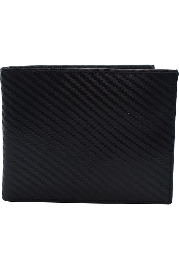 Top Grain Leather Wallet for Men  RFID Blocking  Extra Capacity Bifold Wallet with 2 ID Windows  Ultra Strong Stitching  Slim Billfold with 8 Card Slots  Gift for Him Carbon Fiber Black