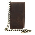 thumbnail image 1 of CAZORO USA Motorcycle Chain Wallet for Men  100% Natural Genuine Leather, Long Trifold RFID Blocking, Credit Card Money Organizer - Mens Trucker Biker Metal Chain Wallets Croco Brown, 1 of 7