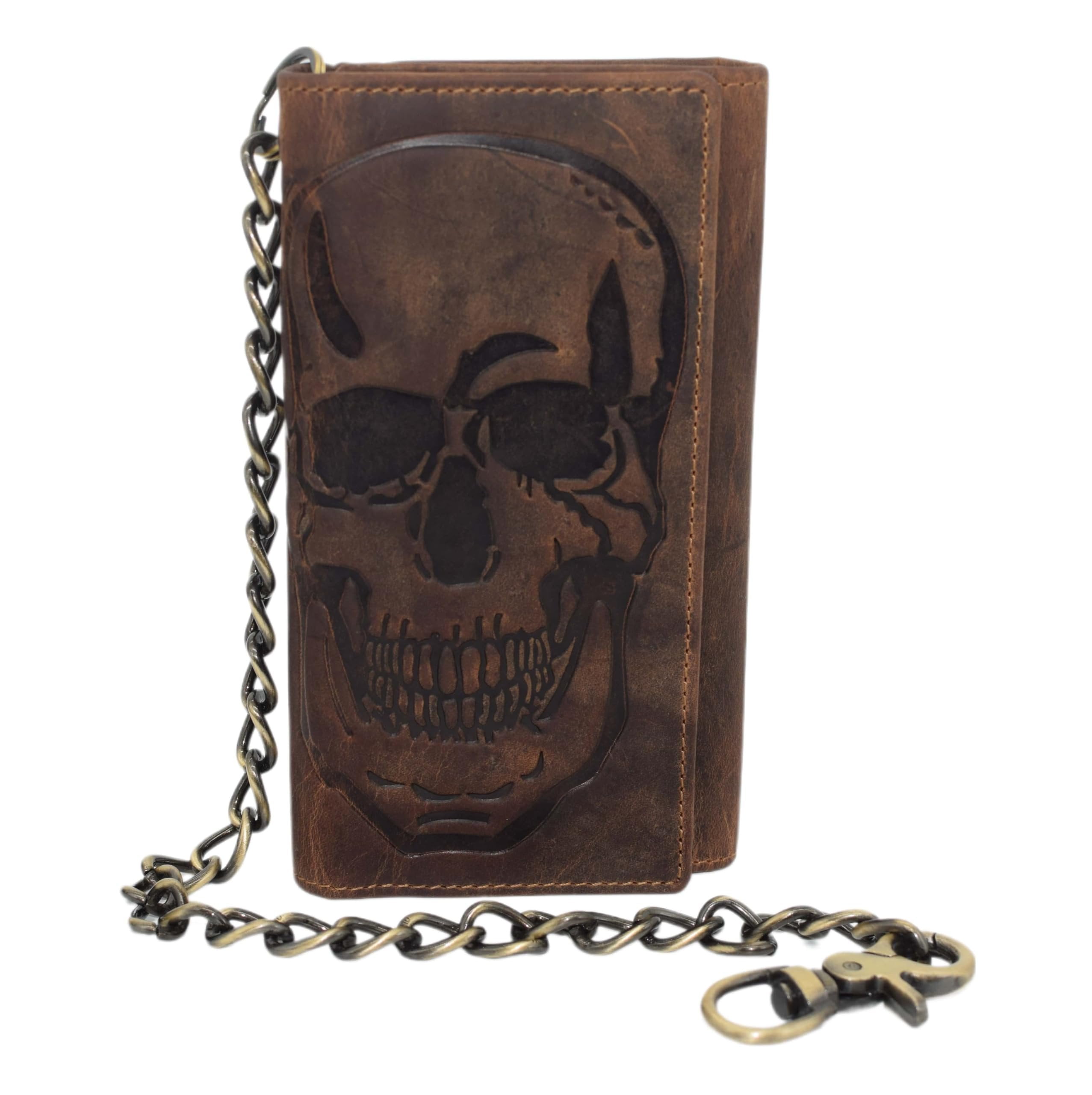CAZORO USA Motorcycle Chain Wallet for Men 100% Natural Genuine