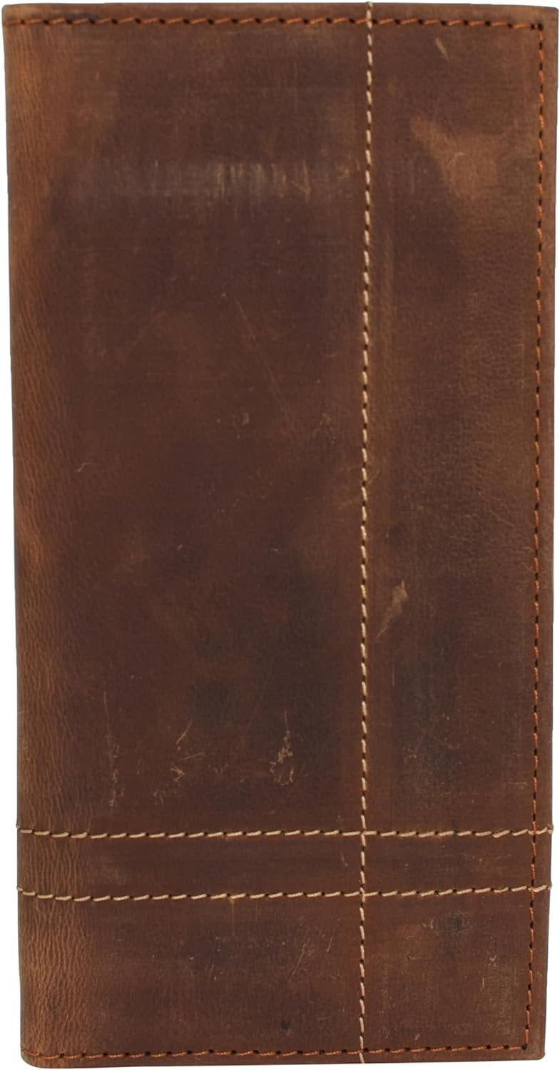 Women's Vintage Style Leather Bifold Wallet - Deep Brown Dragon Checkbook Organizer - View #7