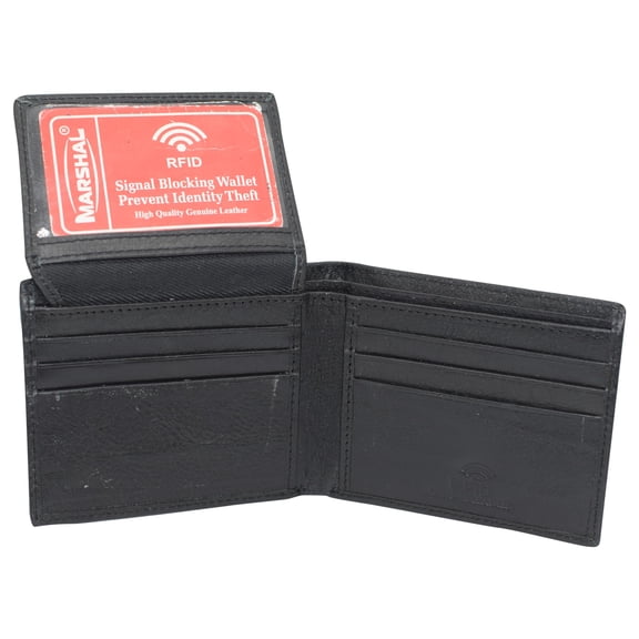 CAZORO Wallets for Men Genuine Cowhide Leather RFID Blocking Bifold Wallet With 2 ID Windows Black