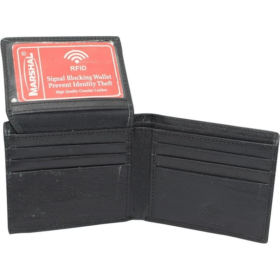 CAZORO Wallets for Men Genuine Cowhide Leather RFID Blocking Bifold Wallet With 2 ID Windows Black