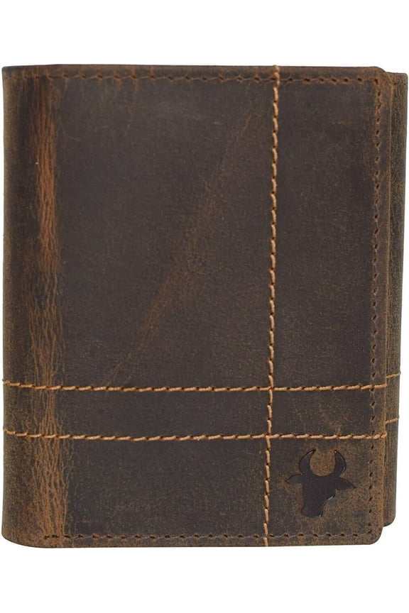 Wallets for Men RFID Blocking Slim Trifold Vintage Leather Men's Wallet with Box Brown Logo