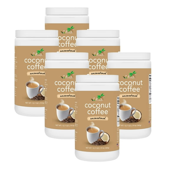 CAcafe Coconut Coffee Unsweetened Creamy Drink No Added Sugar 12.7oz (6-Pack)