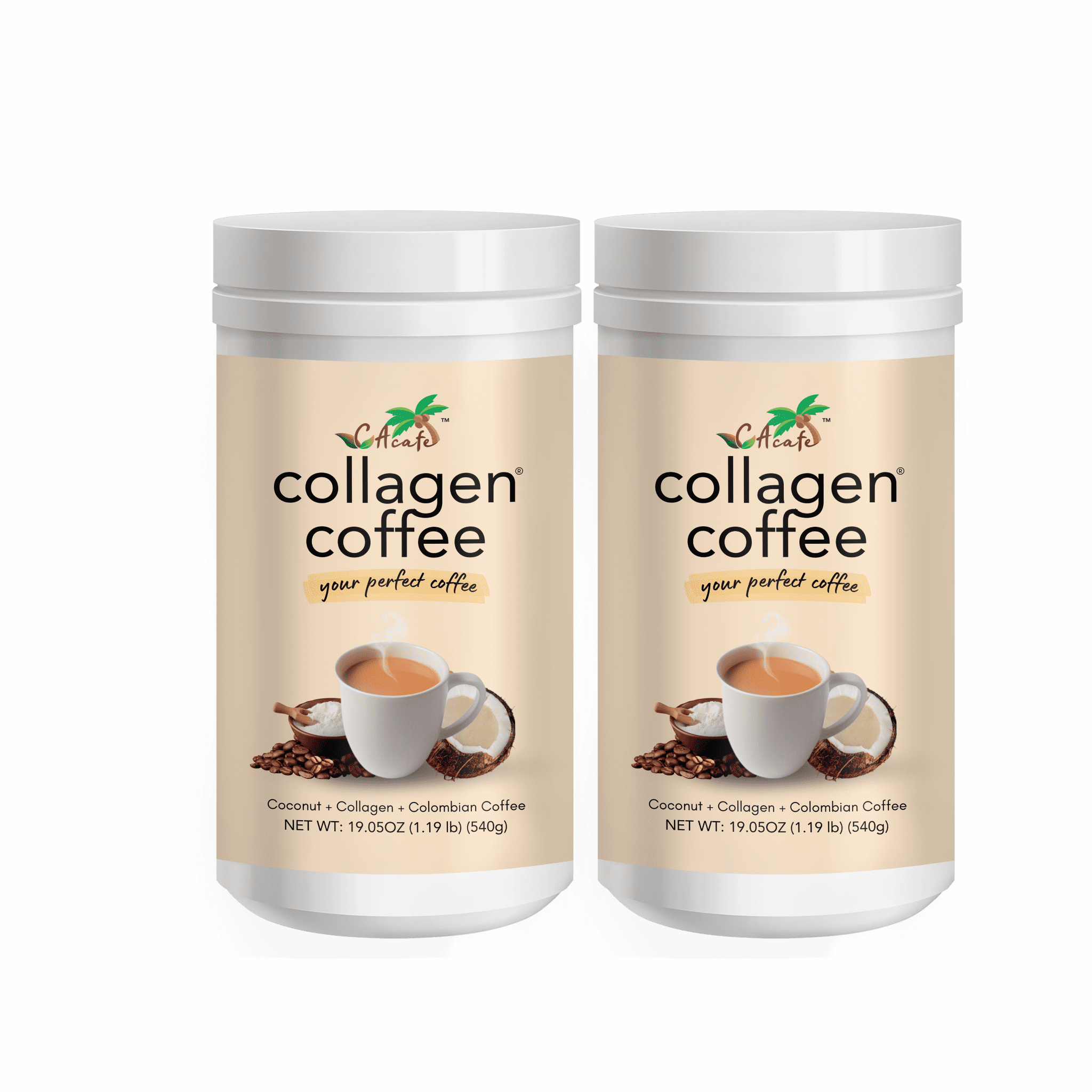 CAcafe Collagen Coffee, Naturally Caffeinated, Medium Roast, Colombian Coffee with AntiAging