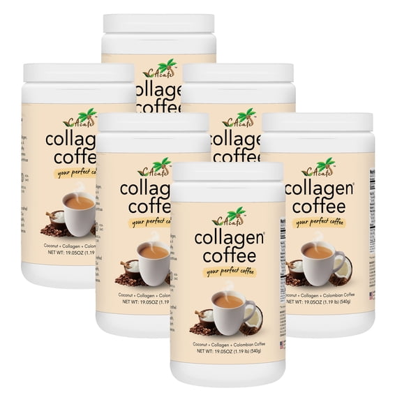 CAcafe Collagen Coffee, Naturally Caffeinated, Medium Roast, Colombian Coffee with Anti-Aging Collagen (6-Pack) 19.05OZ