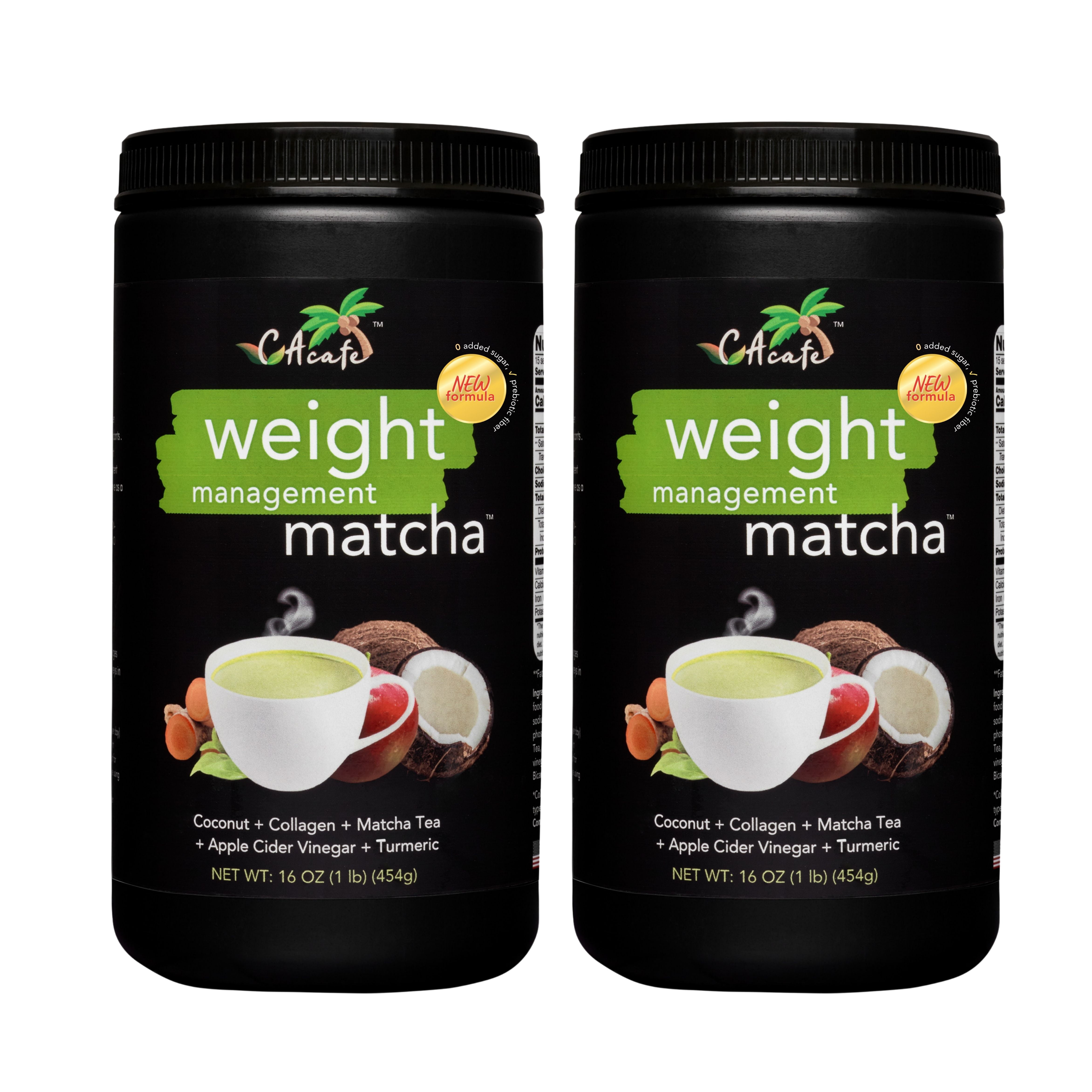 CAcafe Weight Management Matcha No Sugar--2PK--16OZNon- GMO, Gluten Free, No Added Sugar