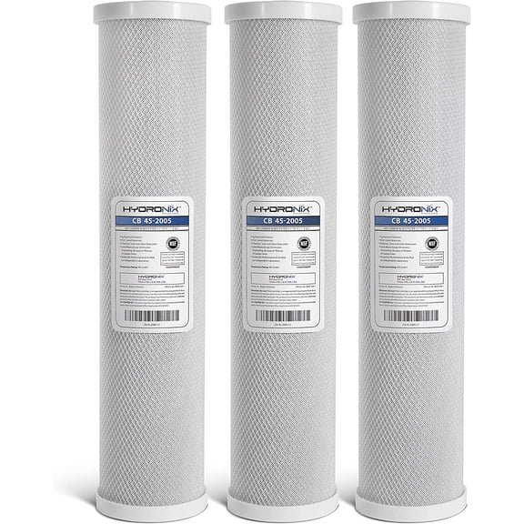 CB-45-2005/3 Universal 4.5" x 20 Whole House Water Filter Replacement Cartridge, Commercial & Industrial NSF, Coconut Shell Activated Carbon Block CTO, 5 Micron (3 Pack)