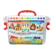 Create Basics Summer Tie Dye Party Tub, 14 Bottles Pre-Filled Easy-Squeeze, 4 Dye Refill Packs, Gloves, Rubber Bands, Iron-On Crystals, Glitter Spray, Project Guide in Reusable Storage Box