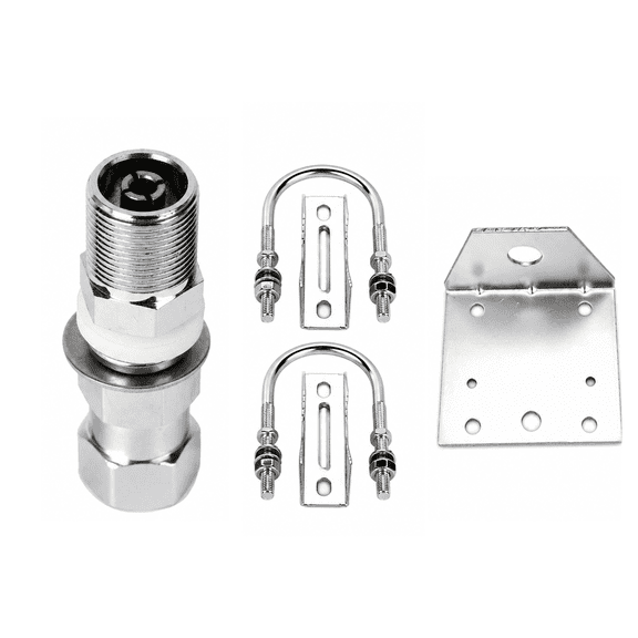 CB Antenna Mount Kit with One Fixed Bracket and SO-239 Female Adapter, 5/8 Inch 16 mm Hole Spacing plus 3/8-24 Stud Thread and Two Removable Serrated Grip Pieces