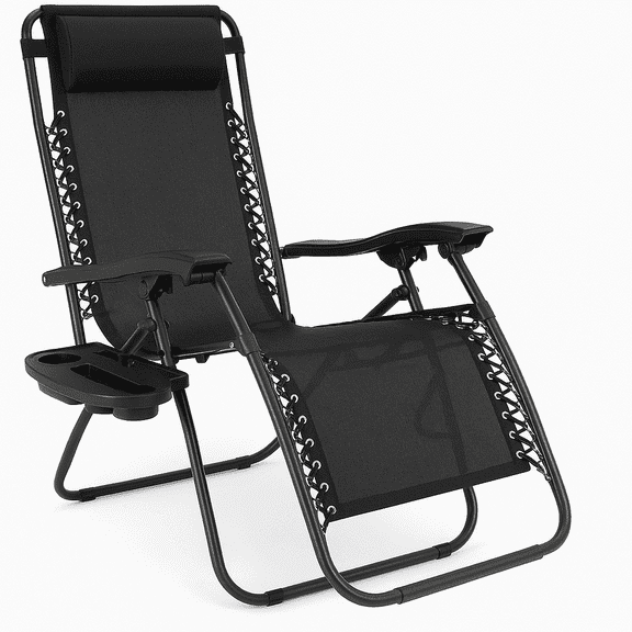 CB COZY BOX Adjustable Zero-Gravity Chair with Pillow Cup Tray Black