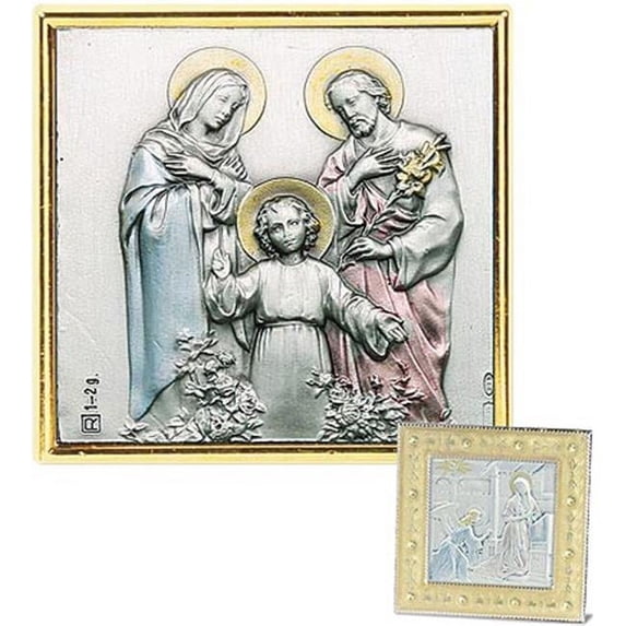 CB Catholic 6F-618 Salerni Square Silver Enamel Frame - Holy Family