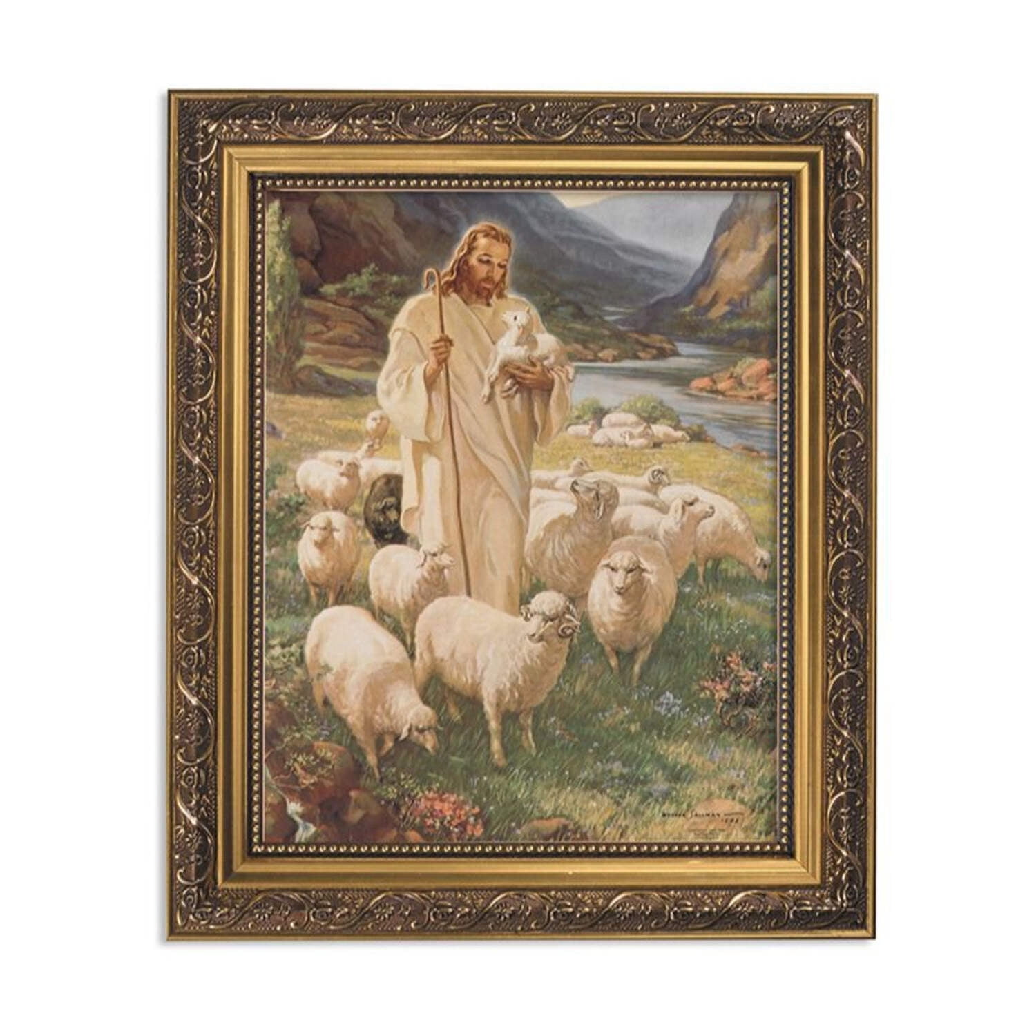 Inspirational Psalm 23 Print in Ornate Gold Frame