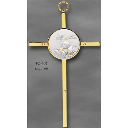 CB Catholic 7C-407 5 in. GP & Sterling Cross Baptism