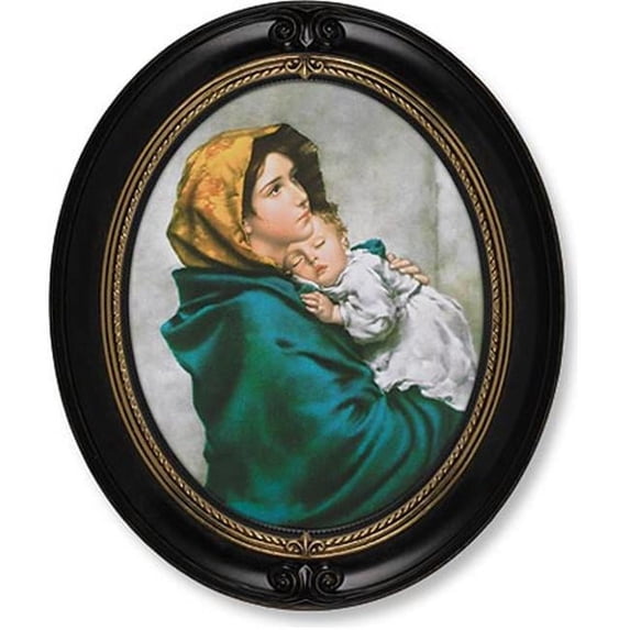 CB Catholic 88W-198 Framed Print - 12.5 in. Oval Madonna Street