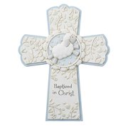 CB Faithworks - Baptized In Christ Hanging Resin Wall Cross, 6 x 8-Inch, Blue