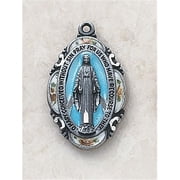 CB Catholic SS1751 Silver & Blue Miraculous Medal with 18 in. Chain