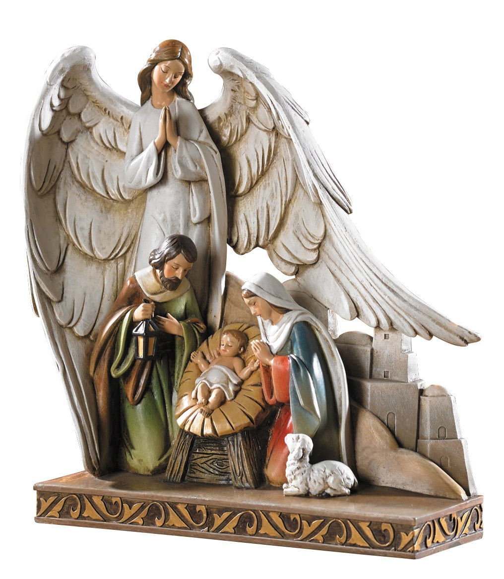 Medium Size Multicolor Stone Resin Christmas Nativity Figurine