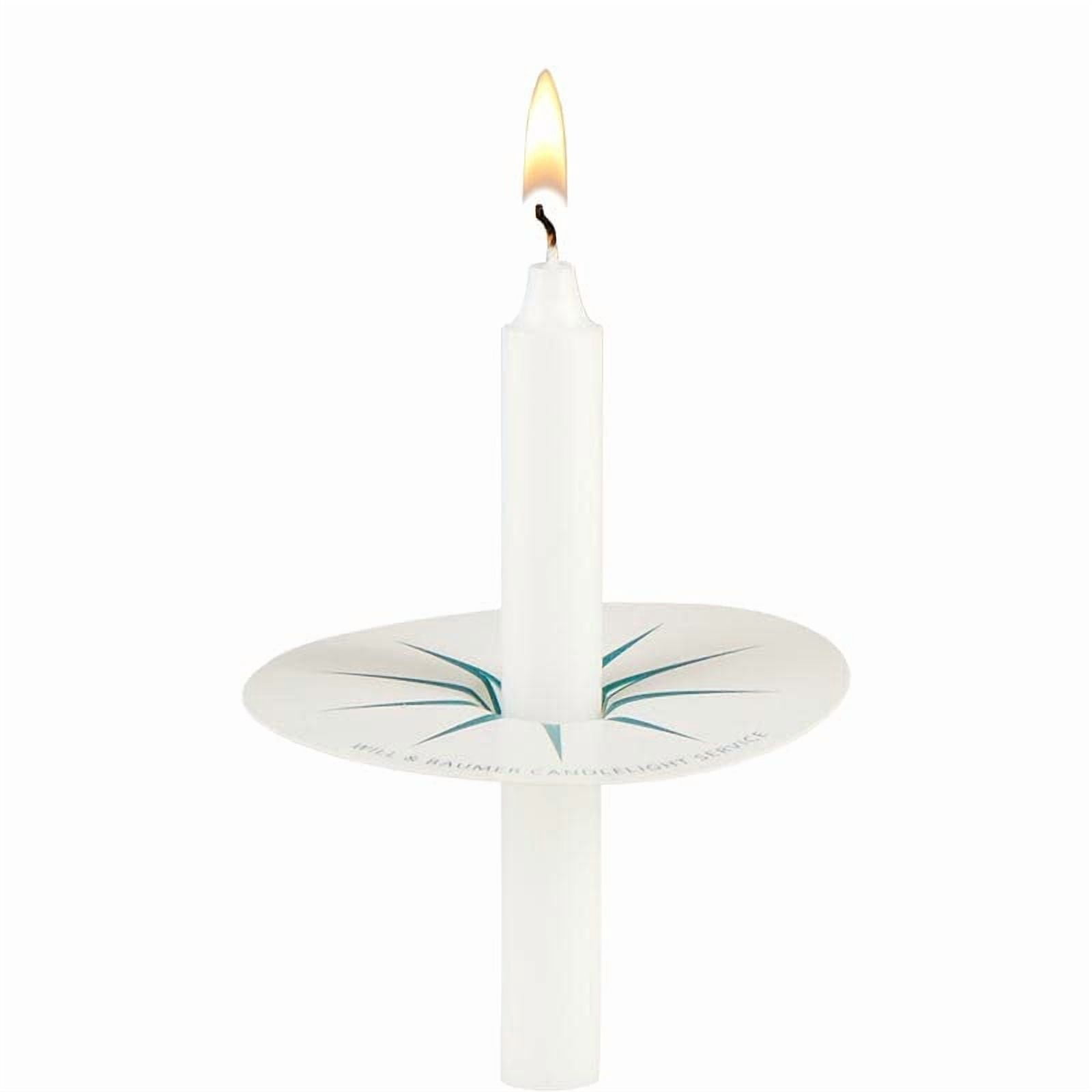 CB Church Supply Candlelight Service Candles with Cardstock Bobeche Kit by Will & Baumer, 100-Count, White with Star