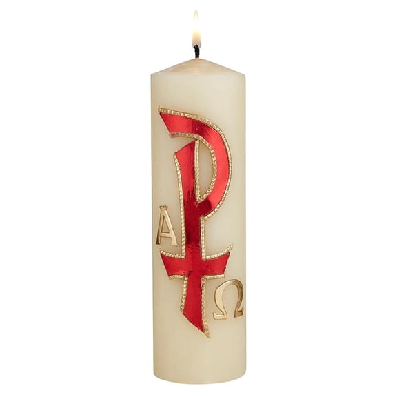 CB Church Supply Devotional Candles Hand Decorated Family Prayer Candle by Will & Baumer, 8-Inch, Chi Rho