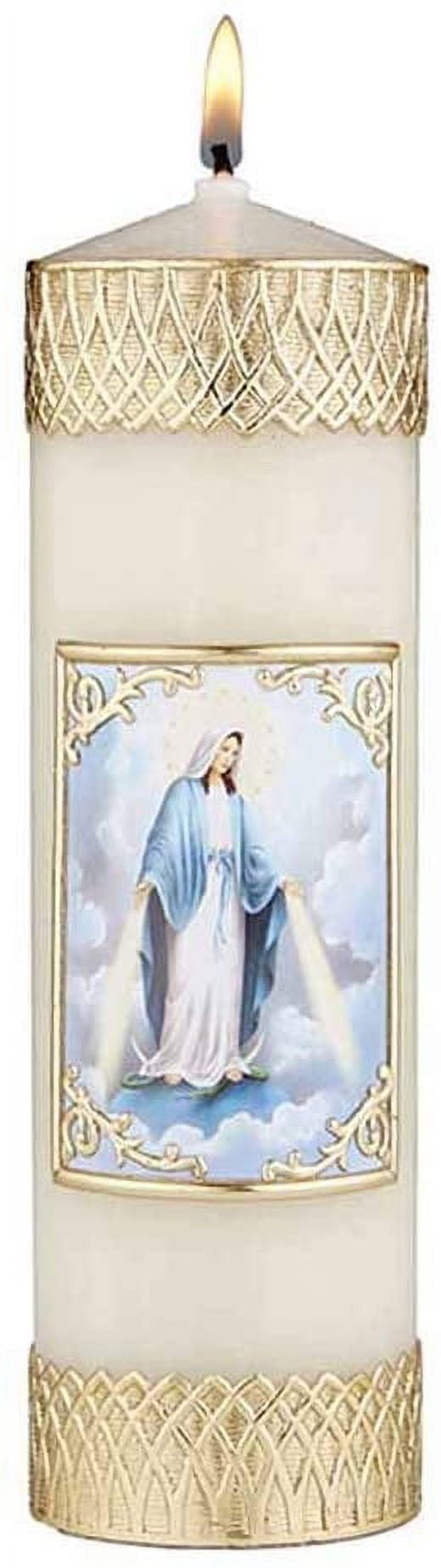 CB Church Supply HandDecorated Devotional Candles with Wax Framed