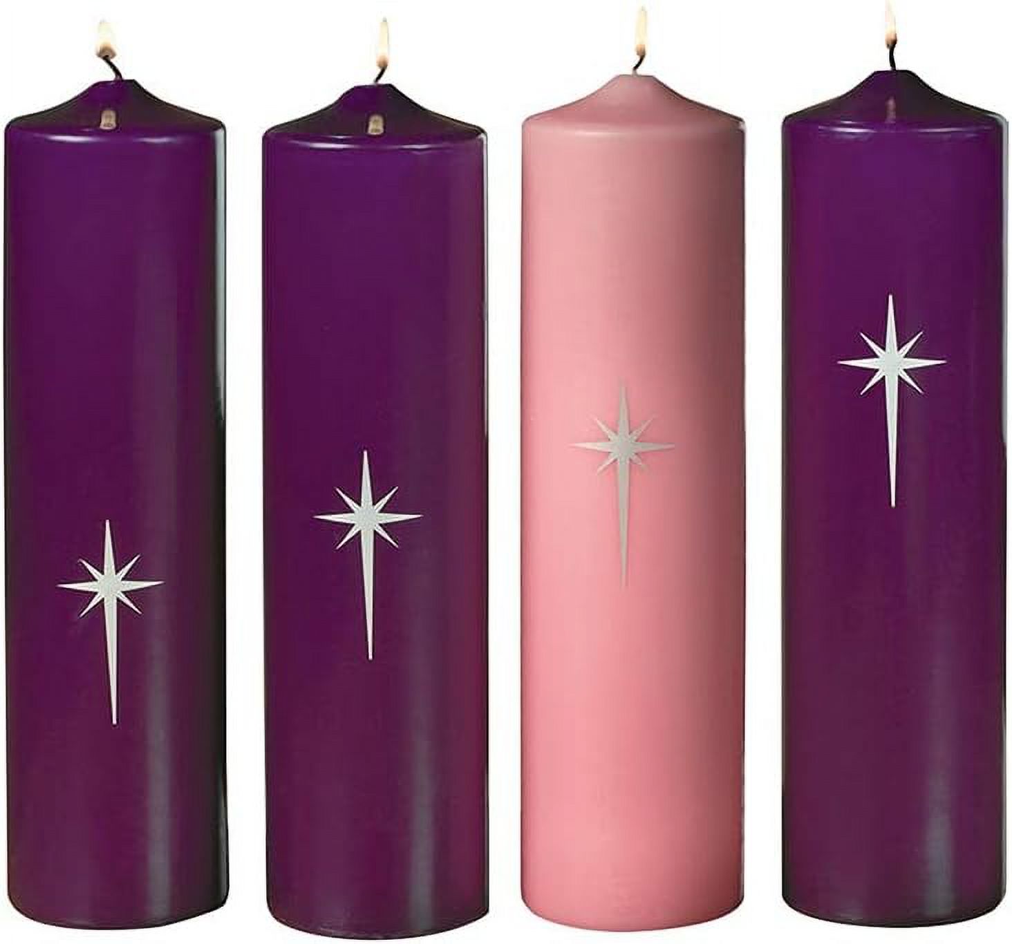 CB Church Supply Set Of 4 And Purple Pillar Advent Candles, 12Inch