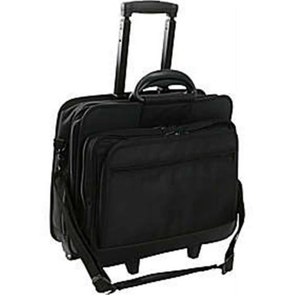 CB Distributing Adult Nylon 17" Rolling Laptop Briefcase, Black