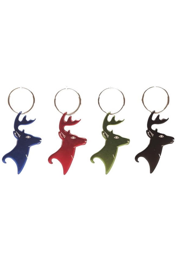 3604 Deer Bottle Opener Key Chains, Assorted Color - Pack of 12