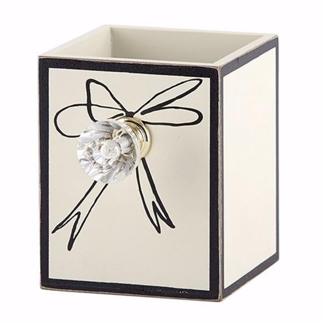 Ivory and Black Wood Pen Holder with Acrylic Knob