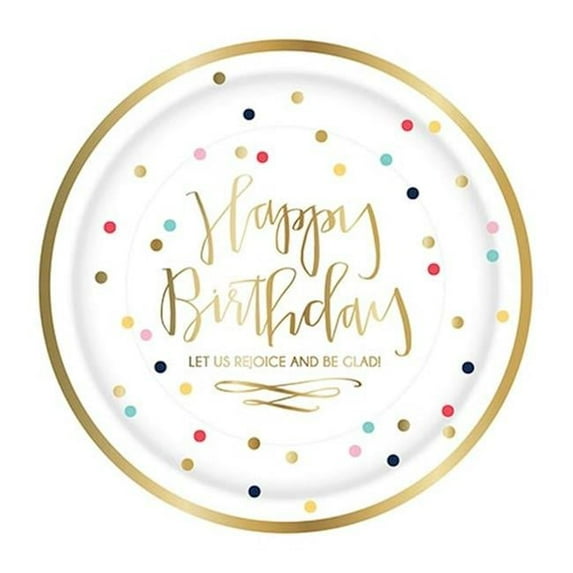 CB Gift 247096 8 in. Paper Plates - Happy Birthday & Let Us Rejoice - Pack of 8