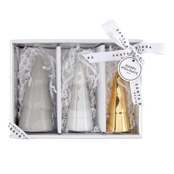 CB Gift 374039 Holiday Ceramic Tree Table Decor - Set of 3