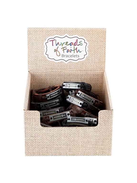 CB Gift 330271 8 in. Threads of Faith Cross with Display Bracelet - 2 Assorted - 24 Piece