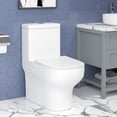 thumbnail image 1 of CB HOME 28"X15"X30-1/2" One-Piece Elongated Toilet, Modern Dual Flush 1.1/1.6GPF Water Efficient, Comfort Height 16-1/2" & Soft-close Seat, Ceramic Quiet Toilet, 1 of 13