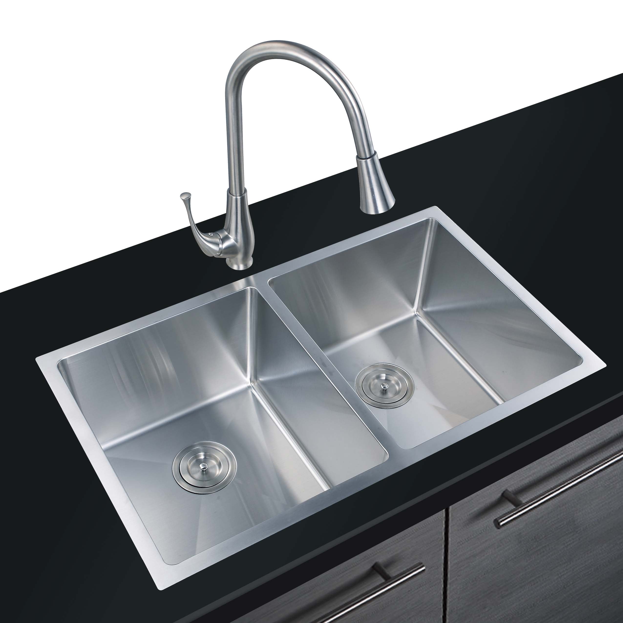 CB HOME 32"X19" Kitchen Sink Topmount / Undermount 50/50 Double Bowl 18