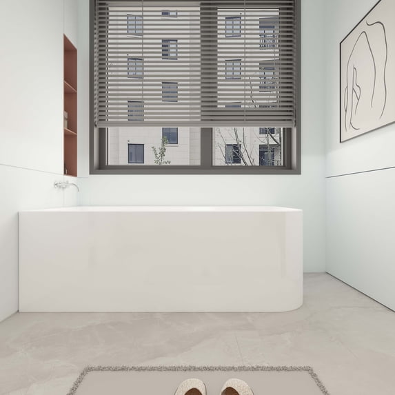 CB HOME 62''X28.74'' Freestanding Tub, Soaking Bathtub, Bright Square Bathtub In White With Overflow