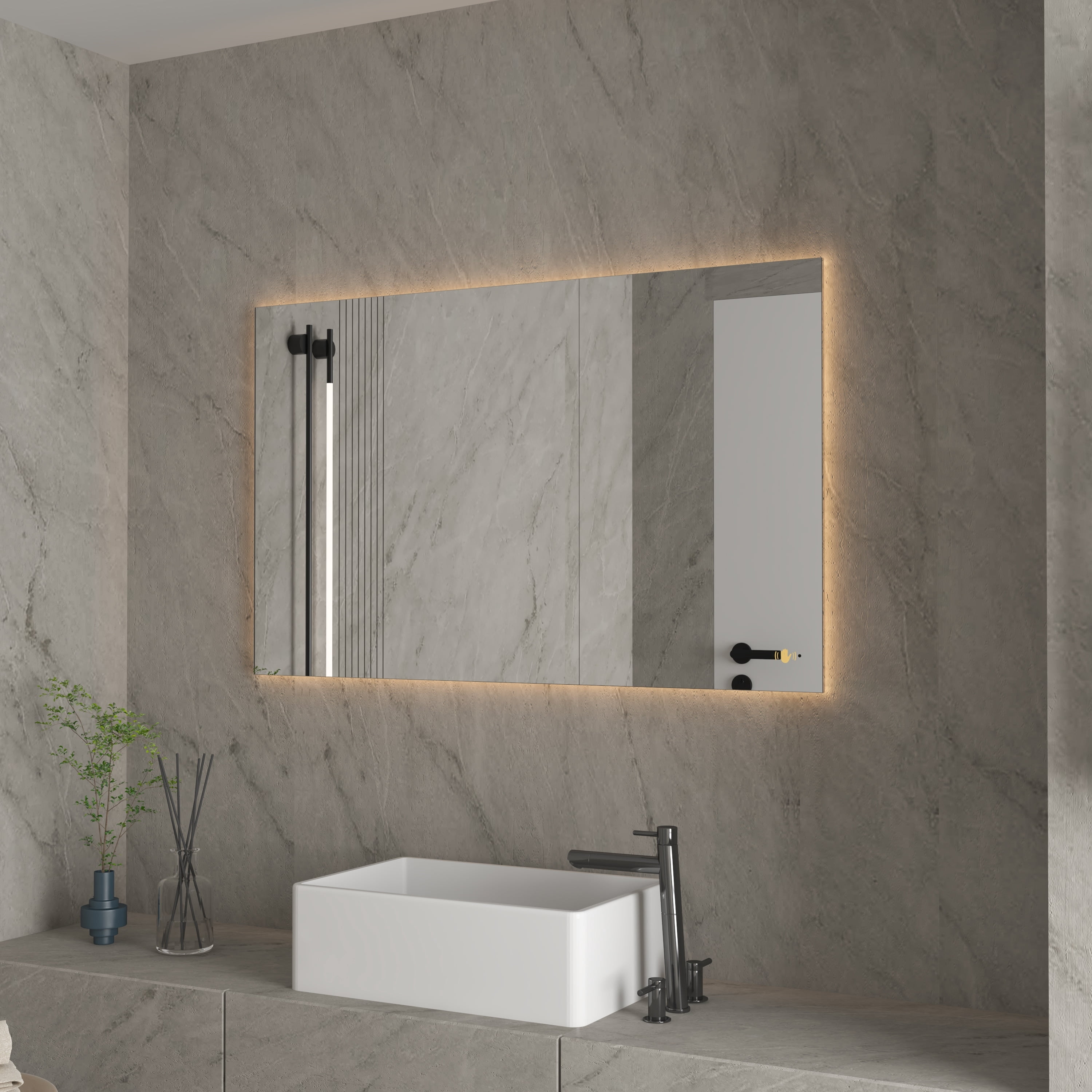 CB HOME LED Bathroom Vanity Mirror, Lighted Wall Mounted Mirror, Hand ...