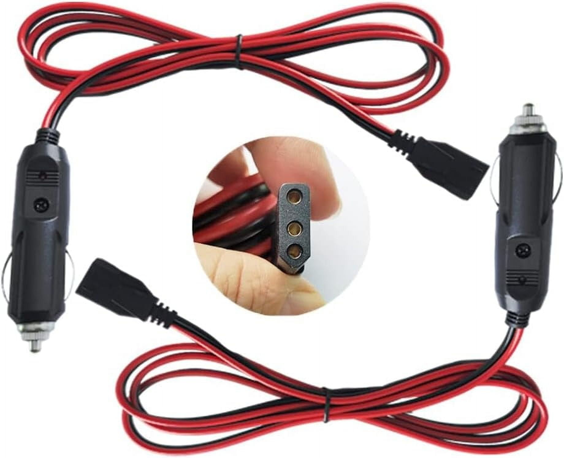 cigarette lighter wire gauge CB Power Cord 3 Pin Plug Cable-12V Cigarette Lighter Plug Heavy Duty 16  Gauge with 3 Pin Socket for CB Ham Radios (2 Cigarette Lighter Plug)
