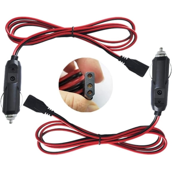 CB Power Cord 3 Pin Plug Cable 12V Car Cigarette Lighter Plug Heavy Duty 16 Gauge with 3 Pin Connector for Cobra Uniden Midland Mobile CB Ham Radios (2 pack))