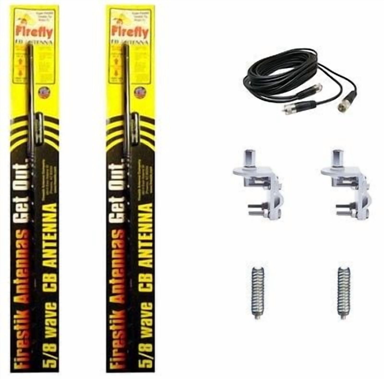 CB RADIO 2 FIRESTIK FL4 4FT BLACK ANTENNAS,18ft DUAL COAX, MOUNTS ...