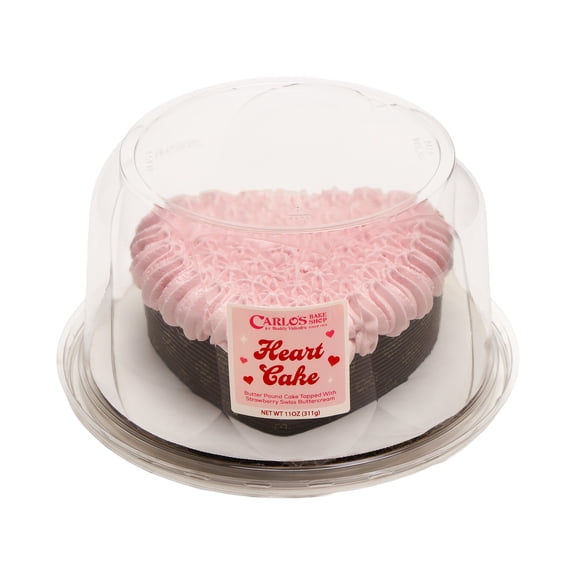 Carlo's Bakery Heart Cake - Butter Pound Cake with Strawberry Swiss Buttercream, 11 oz, Refrigerated