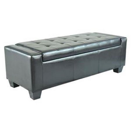 Homiyad Large 51" Storage Ottoman, Tufted Faux Leather Storage Bench for Living Room, Entryway, or Bedroom, Black