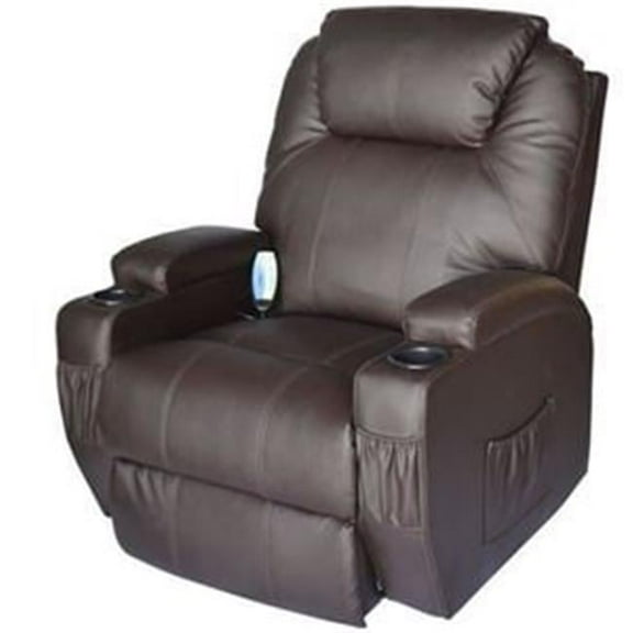 CB15859 Living Room Recliner Massage Chair Heated Vibrating PU Leather - Brown