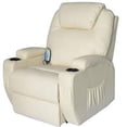 thumbnail image 1 of CB15860 Living Room Recliner Massage Chair Heated Vibrating PU Leather - Cream, 1 of 9