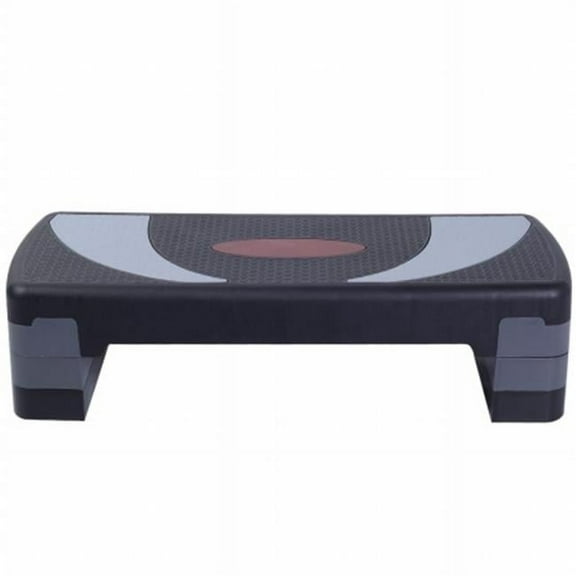CB16417 30 in. Fitness Aerobic Step Exercise Stepper Platform with Adjust 4-6-8 in. Riser, Black & Gray, Red Signal