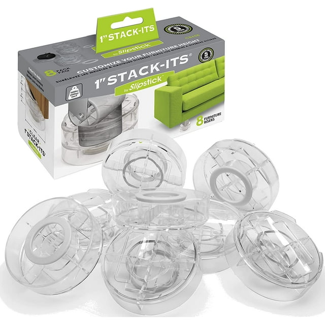 CB658 StackIts 1 Inch Adjustable Bed Risers/Furniture Risers (Set of 8