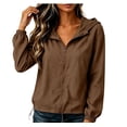 thumbnail image 1 of CBASIHI Cotton Linen Lightweight Jackets for Women- Loose Fit Hooded Long Sleeve Fall Casual Athleisure Zip Up Jacket Coffee Size 2XL, 1 of 7