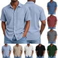 thumbnail image 1 of CBASIHI Mens Cotton Button Down Shirts- Short Sleeve Relaxed Fit Casual Dressy Summer Breathable Collared Office Work Tops with Pockets Light Blue Size S-2XL, 1 of 8